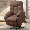 DUBOIS Brown Linen 34" Wide x 42" Height Power-Lift Recliner | with Vibration-Massage, Heating and Cupholders
