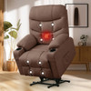DUBOIS Brown Linen 34" Wide x 42" Height Power-Lift Recliner | with Vibration-Massage, Heating and Cupholders