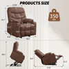 DUBOIS Brown Linen 34" Wide x 42" Height Power-Lift Recliner | with Vibration-Massage, Heating and Cupholders