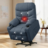 DUBOIS Blue Linen 34" Wide x 42" Height Power-Lift Recliner | with Vibration-Massage, Heating and Cupholders