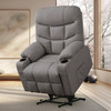DUBOIS Gray Linen 34" Wide x 42" Height Power-Lift Recliner | with Vibration-Massage, Heating and Cupholders