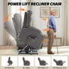 DUBOIS Gray Linen 34" Wide x 42" Height Power-Lift Recliner | with Vibration-Massage, Heating and Cupholders