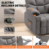 DUBOIS Gray Linen 34" Wide x 42" Height Power-Lift Recliner | with Vibration-Massage, Heating and Cupholders