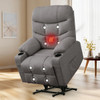 DUBOIS Gray Linen 34" Wide x 42" Height Power-Lift Recliner | with Vibration-Massage, Heating and Cupholders