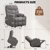DUBOIS Gray Linen 34" Wide x 42" Height Power-Lift Recliner | with Vibration-Massage, Heating and Cupholders