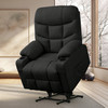 DUBOIS Black Linen 34" Wide x 42" Height Power-Lift Recliner | with Vibration-Massage, Heating and Cupholders