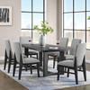 KARIM Black & Gray Boucle 7 Piece Dining Set