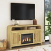 BRIAA Natural 60" Wide x 33" Height TV Stand with Fireplace