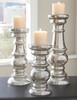 JOKLINN Mercury Glass 16" Height 3 Piece Candle Holder Set