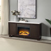 Edwyn - Server With Fireplace - Natural Marble Top & Espresso