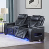 Ephron - Power Motion Loveseat With  Console, Power Headrests, LED & Speakers - Black