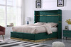 MENEFE Green Velvet & Gold 66" Height Platform Bed