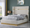 MENEFE Cream Velvet & Gold 66" Height Platform Bed