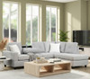 OZARK Light Gray Linen 102" x 74" Reversible Sectional with Drop-Down Table