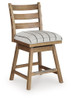 Ridgester - Upholstered Swivel Barstool (Set of 2) - Light Brown