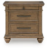 Karallin - Three Drawer Night Stand - Medium Brown