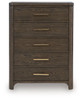 Radkin - Five Drawer Chest - Burnished Brown