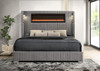 MILLIE Gray Velvet Platform Bed With Fireplace