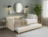SILVANA Beige Velvet Daybed with Trundle
