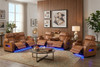 MARVEL Caramel Brown Livingroom with Bluetooth Speakers & LED Lighting