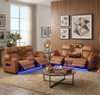 MARVEL Caramel Brown 84" Wide Power Reclining Sofa with LED Lighting