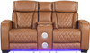 MARVEL Caramel Brown 74" Wide Loveseat with Bluetooth Speakers & LED Lighting