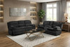 VINZE Black Wide Corduroy Powered Reclining Sofa & Loveseat