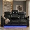 MARVEL Black 84" Wide Power Reclining Sofa with LED Lighting