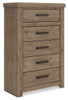 Oliandon - Five Drawer Chest - Light Brown