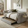 JAYME Gray Linen 96" Wide x 37" Height Daybed with Trundle