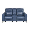 Sansa - Dual Power Reclining Loveseat With Console - Blue