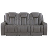 Daniel - Triple Power Leather Theater Sofa - Gray