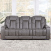 Daniel - Triple Power Leather Theater Sofa - Gray