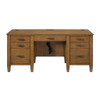 Portico - Double Pedestal Desk With Power / USB - Brown Oak