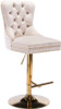 CASMIR Beige and Gold 18" Wide Adjustable Height Barstool