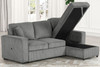 FARAH Gray 93" Wide Reversible Corduroy Sectional with Pull-Out Sleeper & Storage