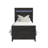 Tobias - Twin Panel Headboard With LED And Footboard And Slats - Black