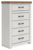Savonport - Five Drawer Chest - White / Brown