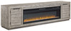 Naydell - 92" TV Stand With Wide Fireplace Insert - Gray