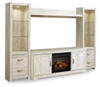 Bellaby - Entertainment Center - TV Stand With Faux Firebrick Fireplace Insert - Whitewash