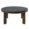 Estella - Coffee Table With Natural Marble Top - Black Top & Walnut