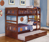 WILBUR Dark Cherry Twin over Twin Bunk Bed with Trundle