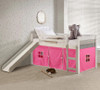 BENTON White Twin Loft With Slide & Pink Tent
