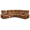 Taddeo - Power Motion Sectional Sofa With Power Headrest, Massage & LED - Two Tone Brown Leatherette
