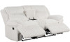 IRENE White Corduroy Reclining Sofa & Loveseat With Power Outlet