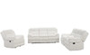 IRENE White Corduroy Reclining Sofa & Loveseat With Power Outlet