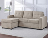 DAPHNE Light Brown 87" Wide Reversible Sectional with Pull-Out Sleeper & Storage (RTA)