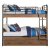 Adams - Twin Over Twin Bunk Bed With Trundle - Antique Oak & Gunmetal