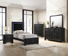 ALTANA Black Crushed Velvet Youth LED Bedroom Set 