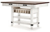 Valebeck - Rect Dining Room Counter Table With Wine Rack - White / Brown